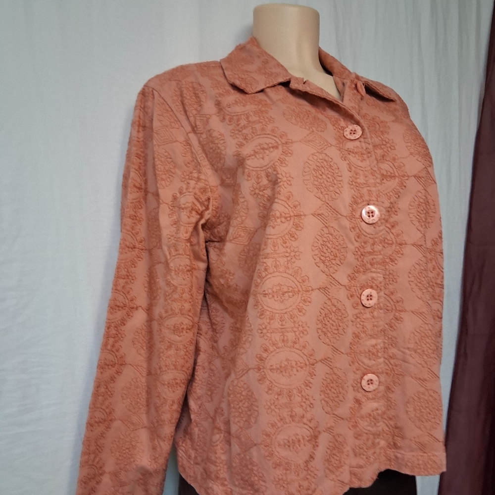KEREN hart  Vintage Coral Textured Blouse Size M - Picture 12 of 16